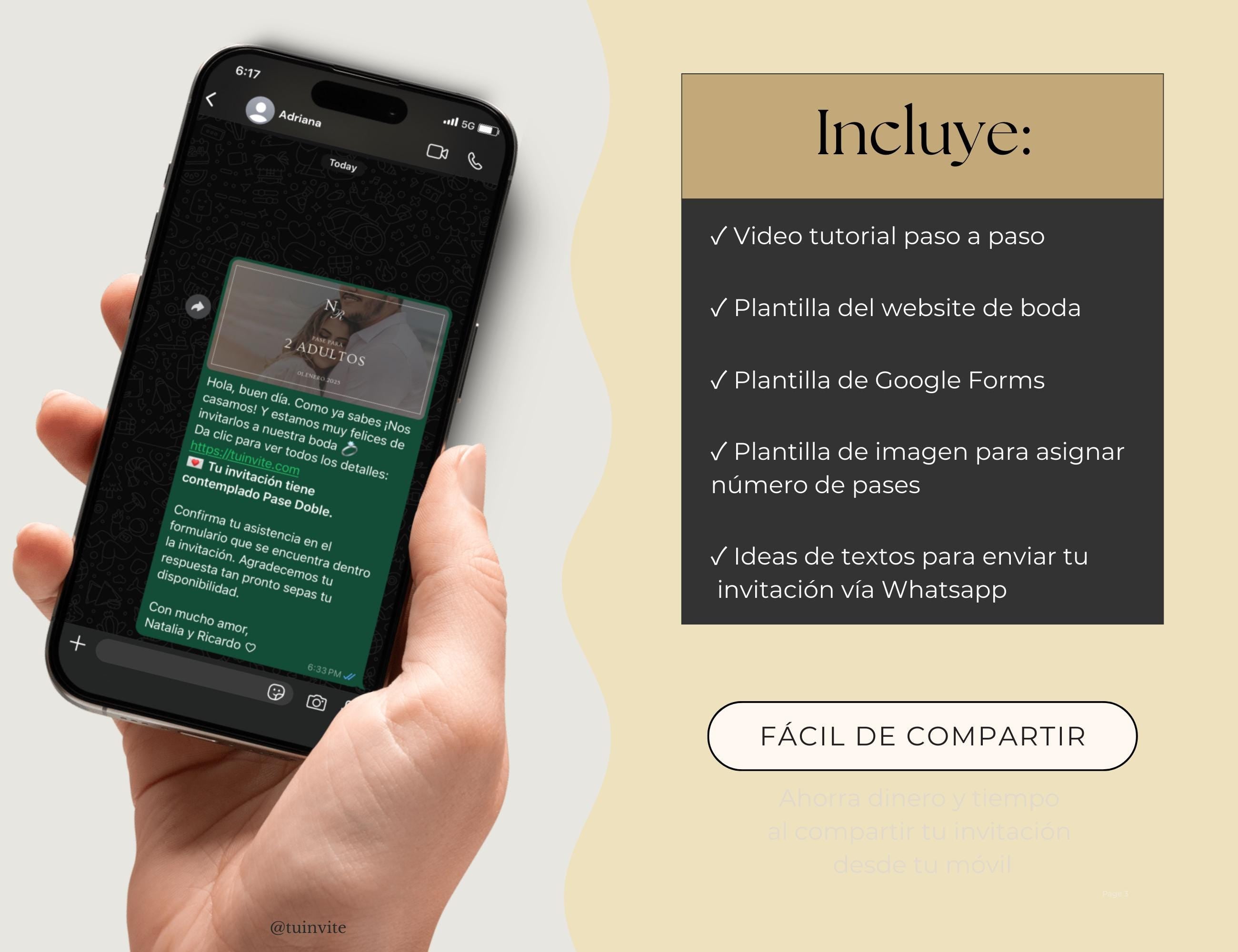 Invitación web boda - Plantilla editable en Canva - Doodles