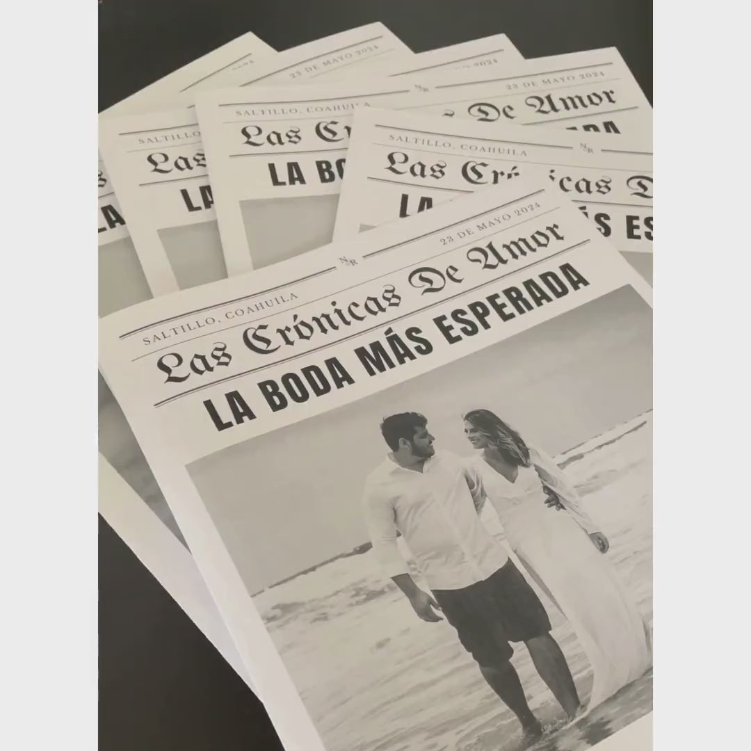 Periódico de boda -Plantilla editable en Canva