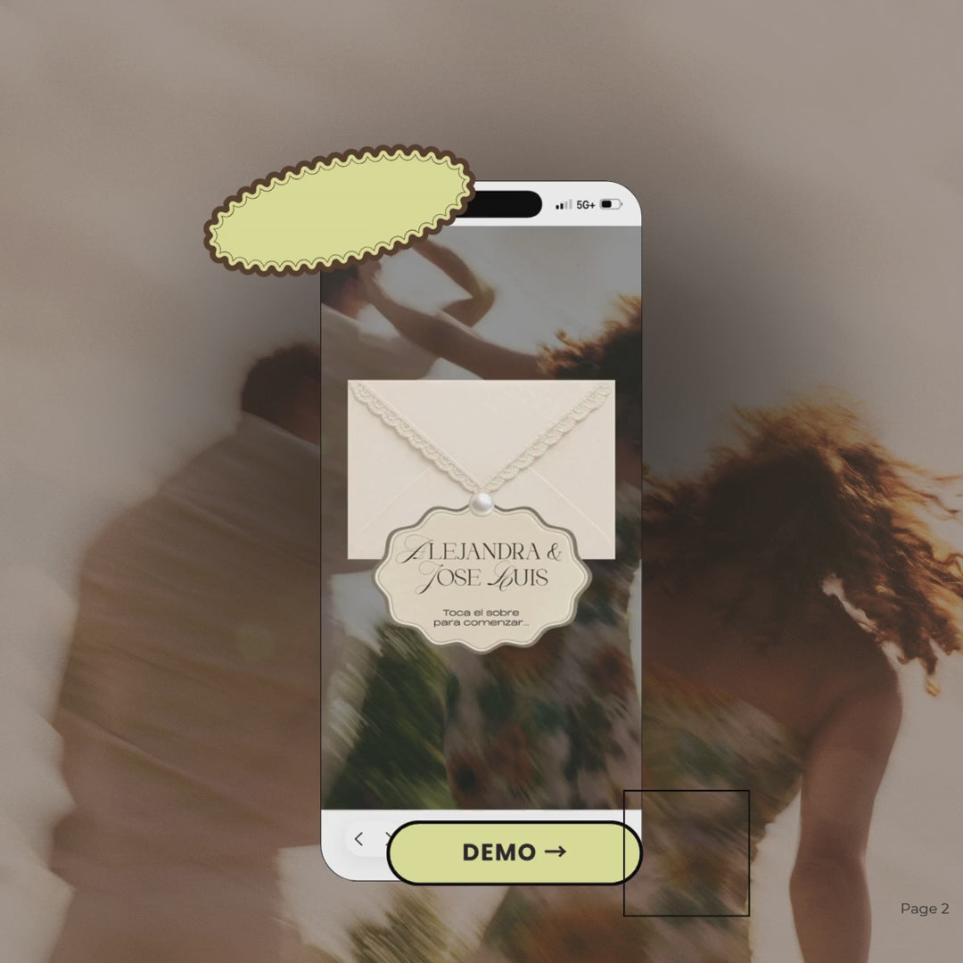 Invitación web para Save The Date - Plantilla editable en Canva - Encaje