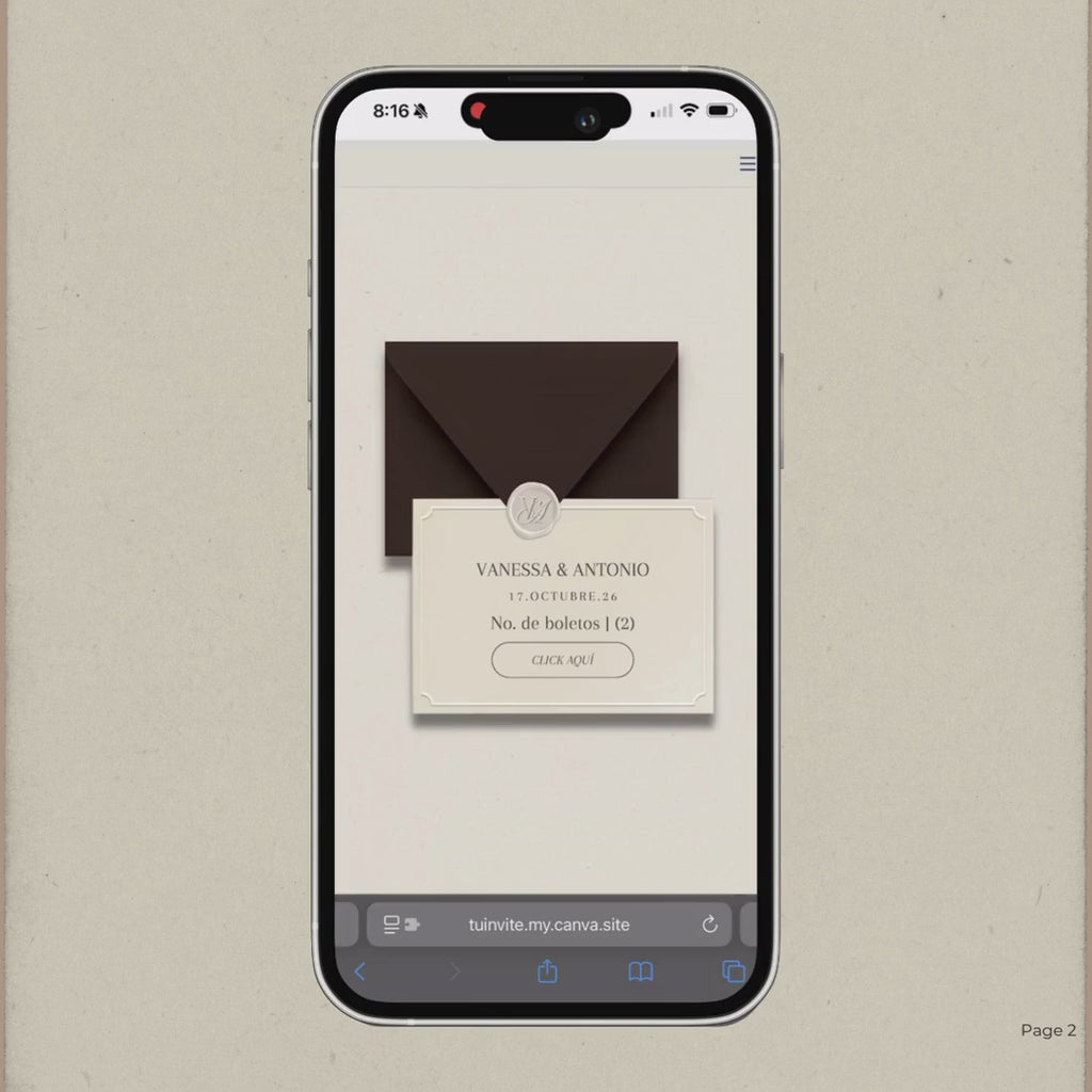 Invitación web boda - Plantilla editable en Canva - Atemporal